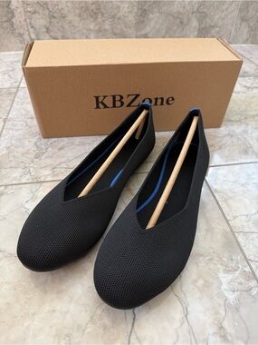 KBZone Slip-On Knit Flats NIB Black Size 9
